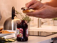 茶髪の, カップル, フェティッシュ, Hd, キッチン, コキ, ティーン, 妻