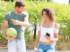 Mamada, Morena, Pajear, Besar, Al aire libre, Estriptis, Adolescente, Tetas