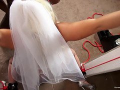 デカ尻, デカパイ, ブロンド, フェラチオ, オナニー, 淫乱熟女, 叫ぶ, ストッキング