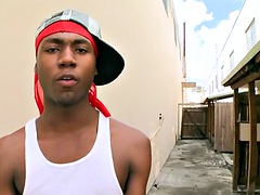 Black gay thug pulled out and publicly fucked outdoors with white top