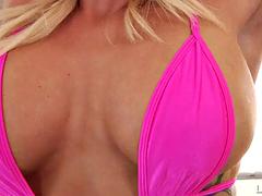 アナル, デカパイ, ブロンド, ジム, レズビアン, オッパイの, おもちゃ