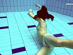 美女, 茶髪の, 女, フェティッシュ, プール, 公共, 締まりの良い, 水中