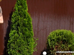 Badpak, Groep, Zoenen, Natuurlijke tieten, Buiten, Biljart, Zempak, Tieten likken