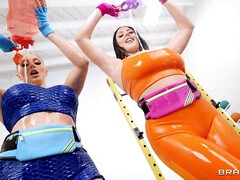 Porn actresses Angela White and Kayley Gunner Training