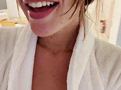 Risky hotel Sauna masturbation POV + JOI