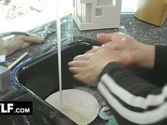 ブロンド, フェラチオ, 茶髪の, 女 人男 人, 手コキする, ハードコア, 巨大, 三人