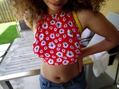 Amateur, Américain, Noire, Sucer une bite, Brunette brune, Poilue, Culottes ou slips, Pov