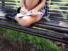 Leie, Blasen, Braunhaarige, Schwanz, Europäisch, Latina, Im freien, Pov