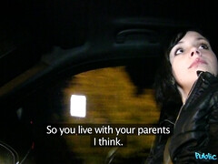 Amateur, Morena, Coche, Europeo, Dinero, Al aire libre, Pov, Tetas