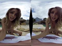 Tridimensionnel, Nana, Blonde, Sucer une bite, Pov, Réalité, Nénés
