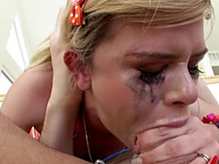 Verga grande, Rubia, Mamada, Semen en la boca, Corridas, Atragantadas, Sexo duro, Tragarse