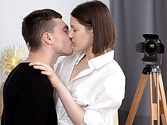 18, デカ尻, デカチン, フェラチオ, 茶髪の, 自然山雀, ティーン, オッパイの