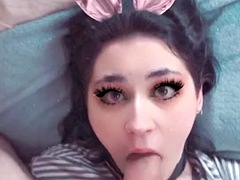 Gorgeous teen sucks dick while flirting with dudes on snapchat