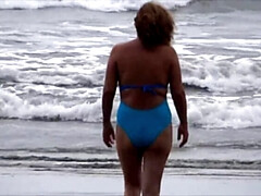 Amateur, Plage, Érotique, Poilue, Masturbation, Maman, Chatte, Voyeur