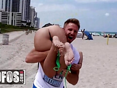 ビーチ, ビキニ, ブロンド, フェラチオ, バック, 女 人男 人, オマンコ, オッパイの
