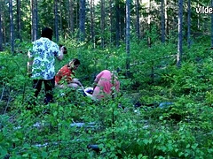 Sexually aroused BBW outdoor gangbang crazy xxx video