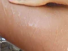 ブロンド, 茶髪の, ディルド, オナニー, プール, 剃毛, オッパイの, おもちゃ