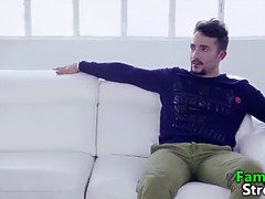 Blasen, Kehlenfick, Hd, Latina, Rau, Sohn, Ablutschen, Flotter dreier