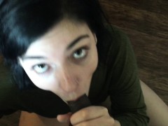 Enthousiasteling, Pijpbeurt, Bruinharig, Sperma shot, Hd, Interraciaal, Gezichtspunt