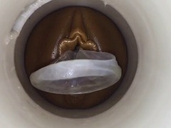 Female condom part 2 man with cum on cam