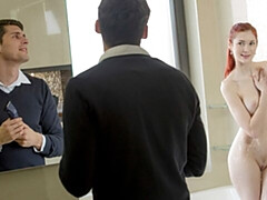 浴室, デカ尻, デカチン, フェラチオ, バック, 赤毛, ティーン, オッパイの