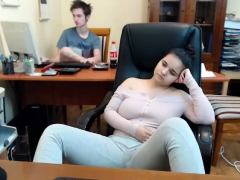 Busty brunette takes a shower with water on boobs