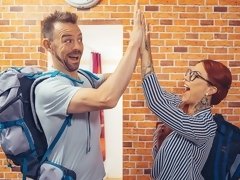 お尻, デカ尻, フェラチオ, 女 人男 人, ハードコア, ホテル, キス, 三人