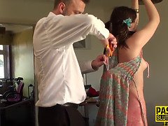 Bound submissive whipped and fucked hard