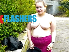 ぽっちゃり, デカパイ, イギリス人, 女, オーガズム, アウトドア, 公共, 剃毛