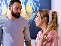 CARNAL SINNER - Oiled up medium tits MILF cums during oiled up pussy fucking