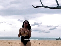 Young 18yo Vietnamese Babe Pong 1 - Big tits outdoors on the beach