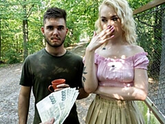 18 años, Verga grande, Rubia, Mamada, Estilo perrito, Al aire libre, Adolescente, Tetas