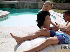 Lingerie, oral job, latina