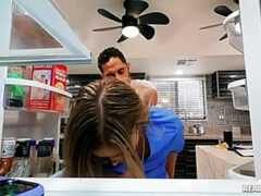 ブロンド, 開帳, 毛深い, 巨大, キッチン, 自然山雀, オイル, オッパイの