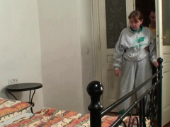 Young guy doggy-fucks injured old grandma