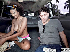 Hot Ebony Hops on Bus