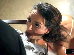 緊縛, フェラチオ, 茶髪の, 服従, ラティーナ