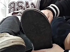 素人, アジア人, 中国人, ダブル開発, 足, フェティッシュ, フェラする, 三人