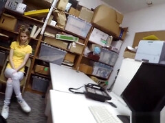 Skinny Russian teen 18+ shoplifter caught and fucked by security