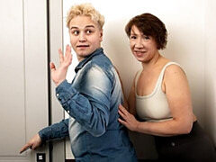 デカ尻, デカチン, デカパイ, フェラチオ, バック, 熟年, ショートヘア