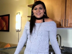 Curvy amateur ladyboy jerking her cock