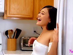 Enthousiasteling, Gezichtzitten, Vingeren, Hd, Keuken, Kut duiken, Roodharige vrouw, Tiener