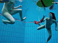 美女, エロティック, レズビアン, アウトドア, 公共, ロシア人, オッパイの, 水中