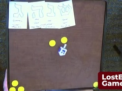 Big Tit Lesbian MILFs Dee Williams & Aften Opal Play Strip Dreidel Game - Loser Gets Fucked with Chocolate Coins