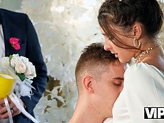 Russian bride gets her small tits drilled while guests watch in VIP view