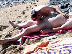 素人, アナル, ビーチ, フェラチオ, 爸, ゲイ, アウトドア