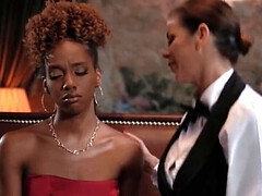 デカパイ, 黒人, 茶髪の, ズームショット, 黒人, 指いじり, キス, レズビアン