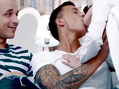 お尻, 下着, 淫乱熟女, 天然, オマンコ, タトゥー, 三人, オッパイの