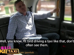 Marc Rose & Elicia Solis take turns on a female Faketaxi cab driver's hard cock