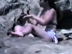 Enthousiasteling, Strand, Bruinharig, Masturbatie, Buiten, Bekijker